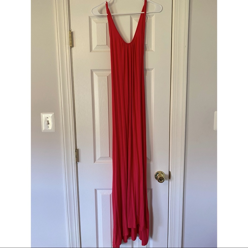 Coral Open Back Maxi Dress